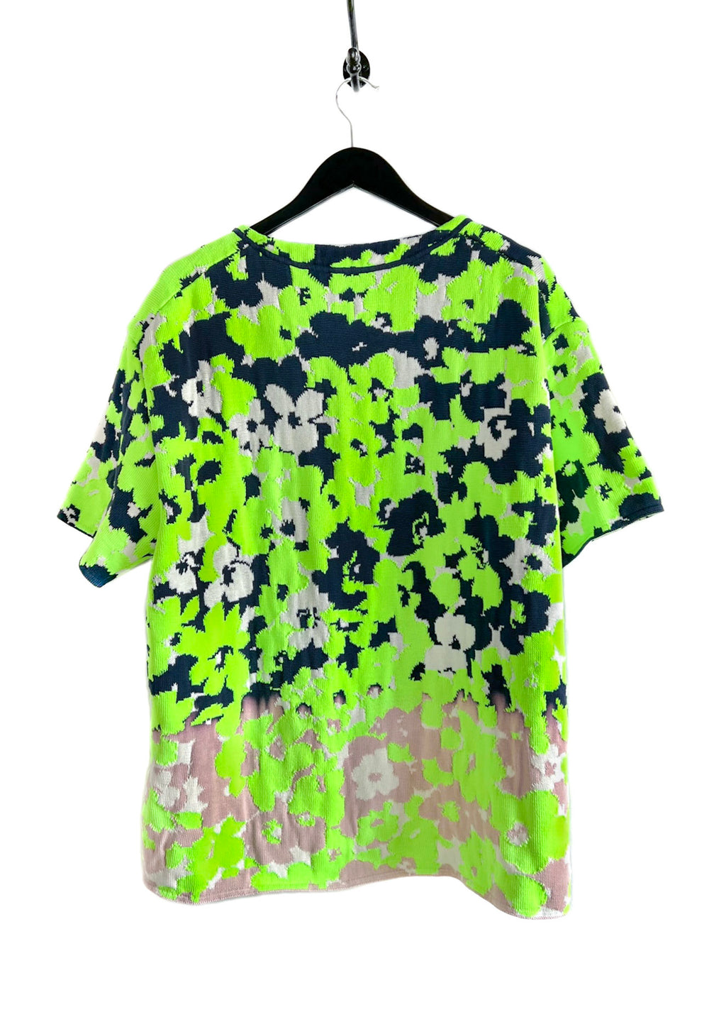 Dior 2022 Acid Green Floral Intersia Knit T-shirt