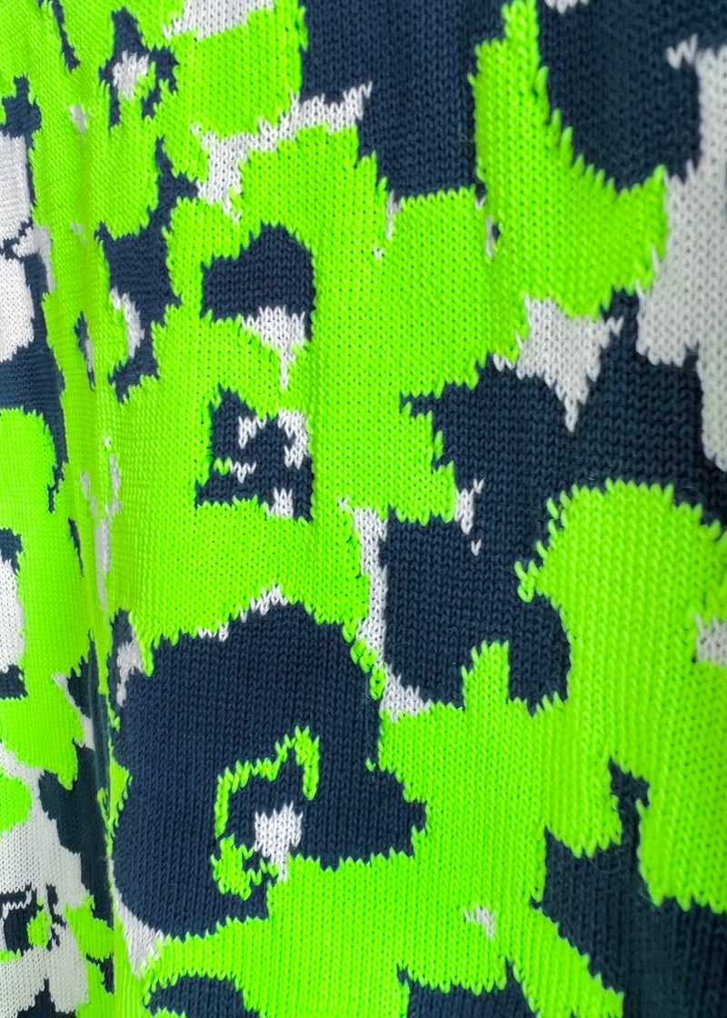 Dior 2022 Acid Green Floral Intersia Knit T-shirt