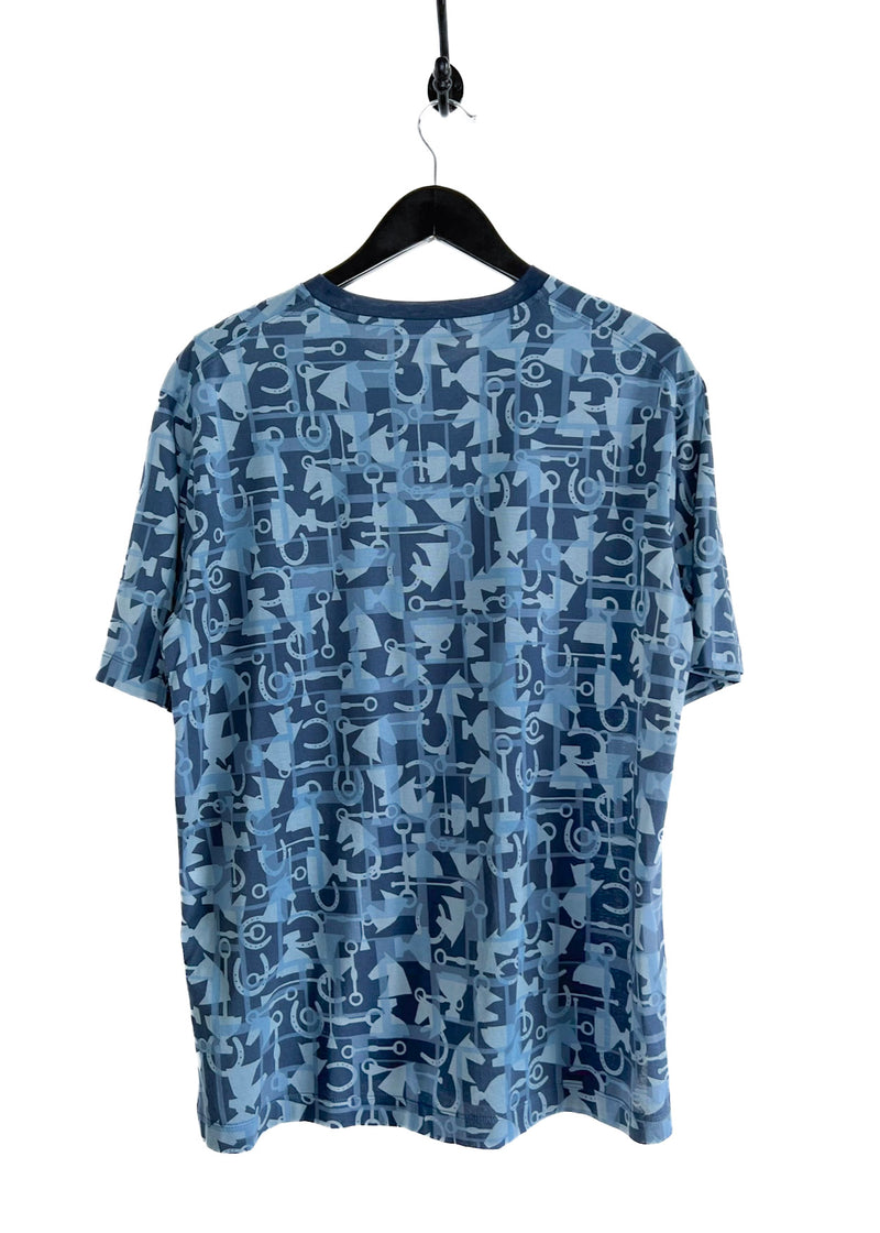 T-shirt Hermès bleu à imprimé équestre fer à cheval