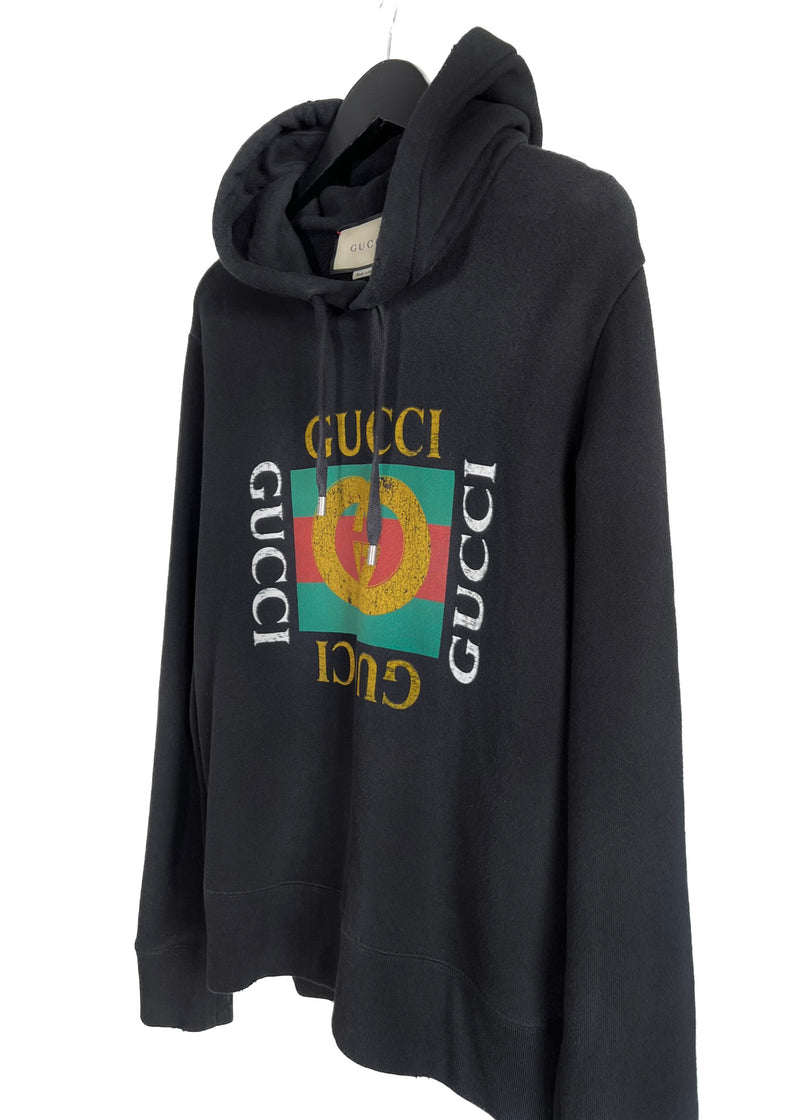 Gucci "Fake Logo" GG Black Oversized Hoodie