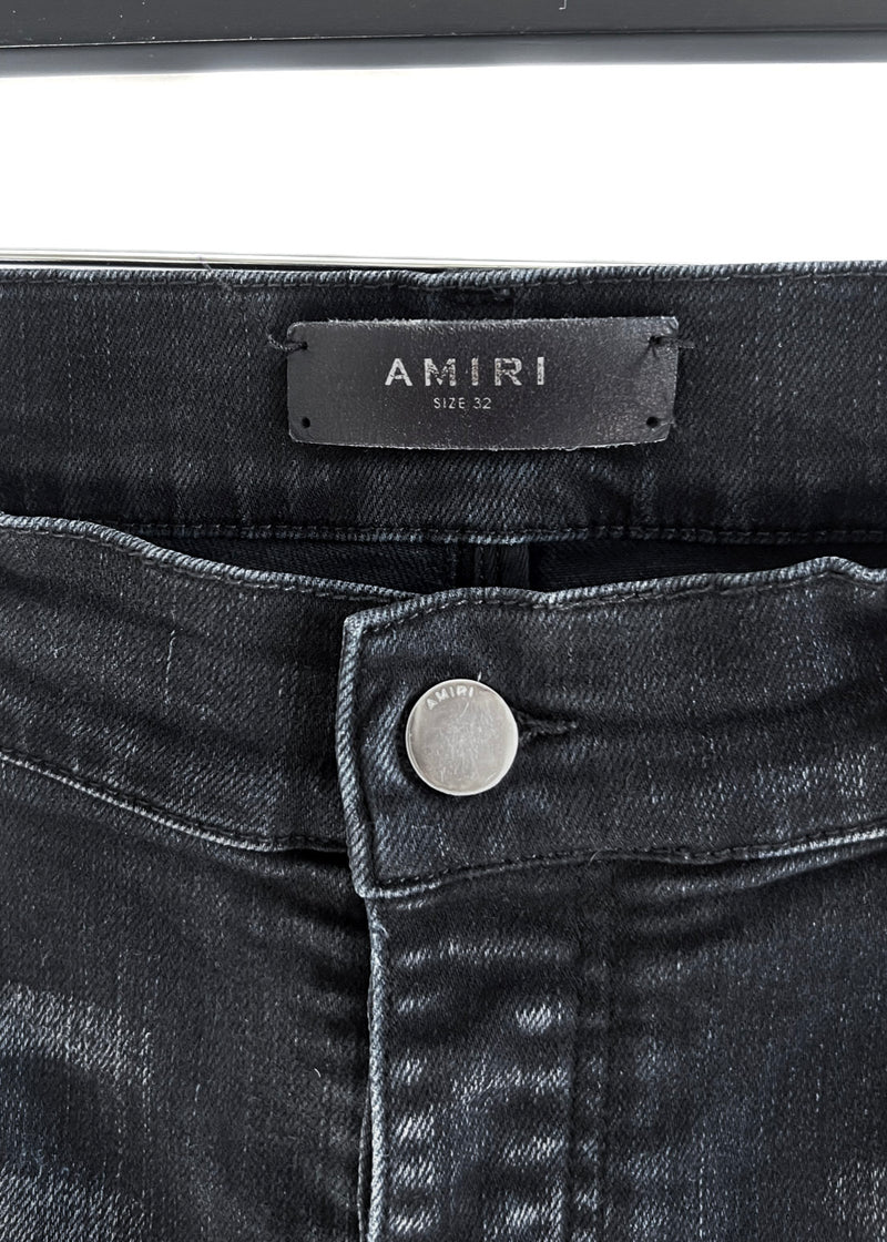 Amiri Washed Black Shotgun Distressed Jeans