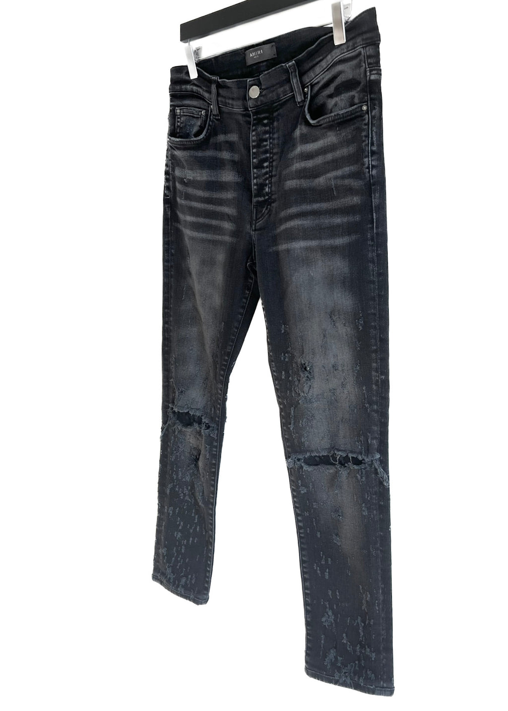 Amiri Washed Black Shotgun Distressed Jeans