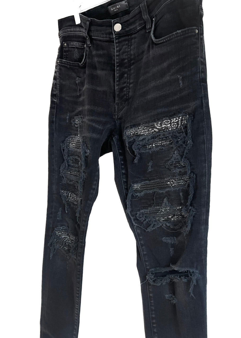 Amiri Washed Black Bandana MX1 Distressed Jeans – Boutique LUC.S