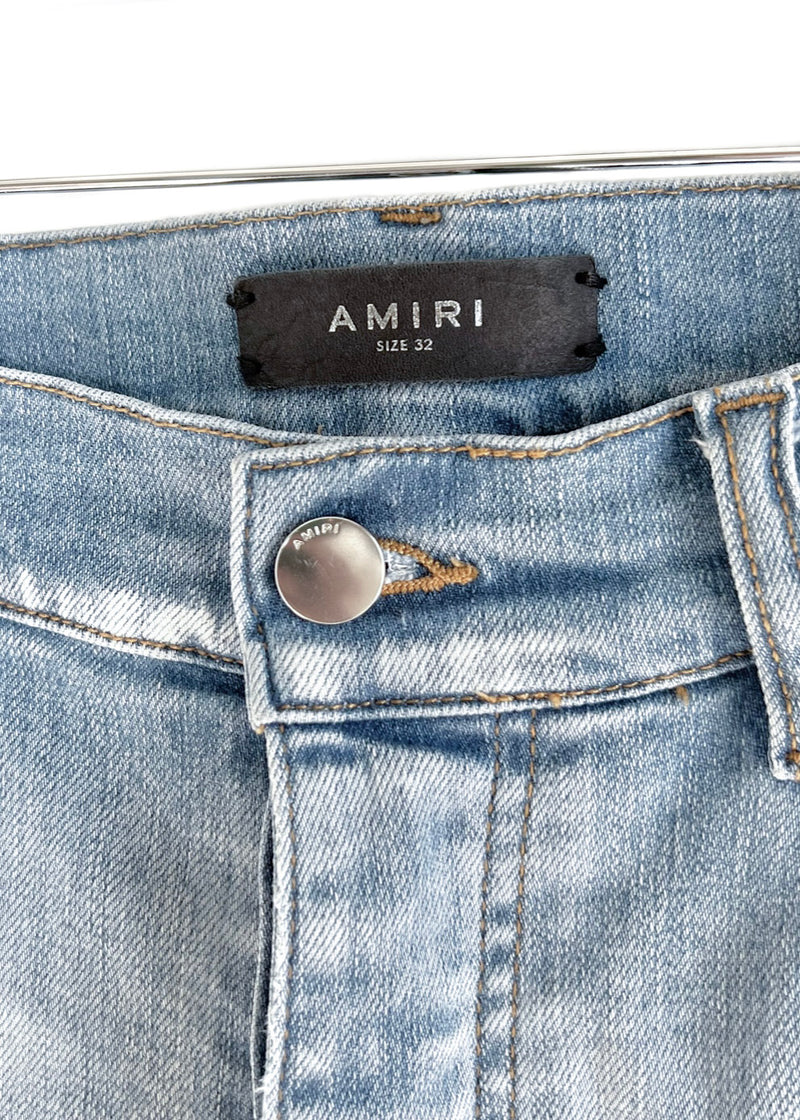 Amiri Light Washed Blue Green Bandana MX1 Jeans