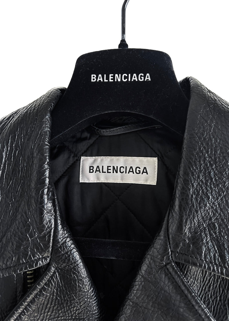 Balenciaga 2019 Red Signature Black Leather Biker Jacket