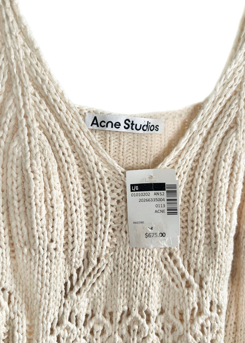 Acne Studios Beige Kamillo Crochet Tank Mini Dress