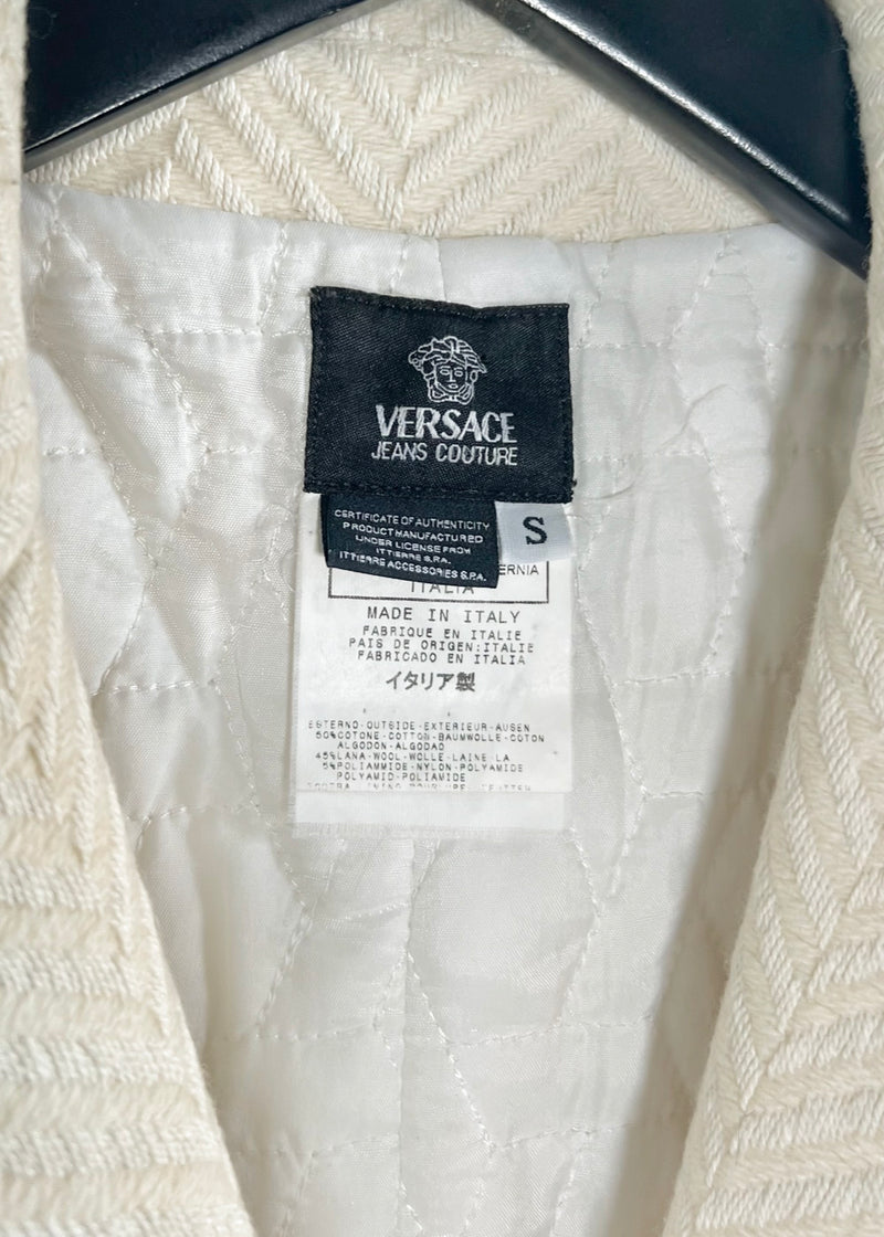 Manteau à chevrons ivoire Versace Jeans Couture