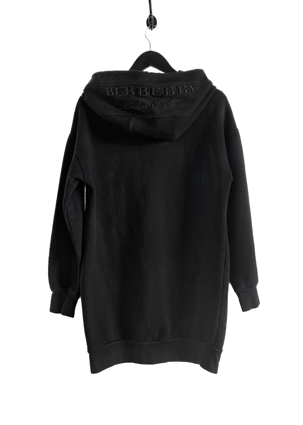Burberry London Cardeiver Black Jersey Embroidered Hoodie Dress