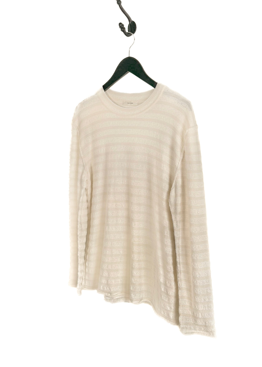 The Row Giusti Ivory Tonal Striped Cashmere Blend Knit Sweater