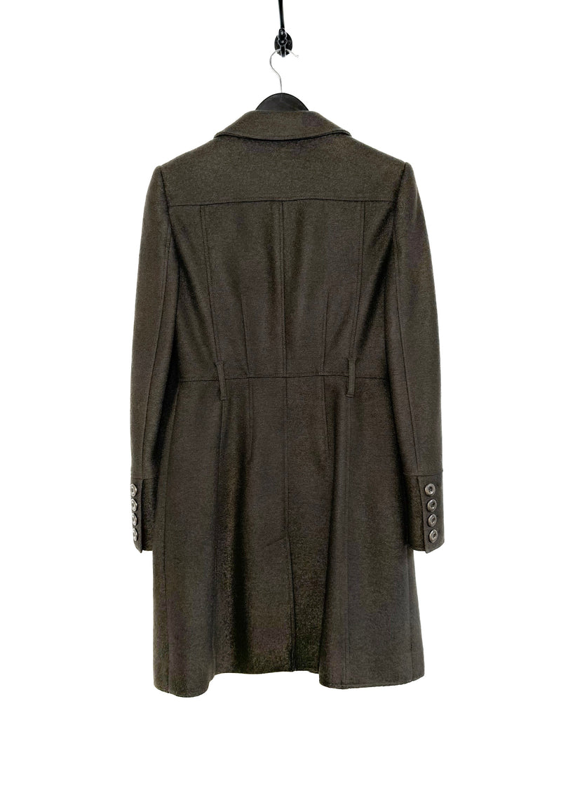 Burberry London Green Sunningford Wool Military Officer Coat