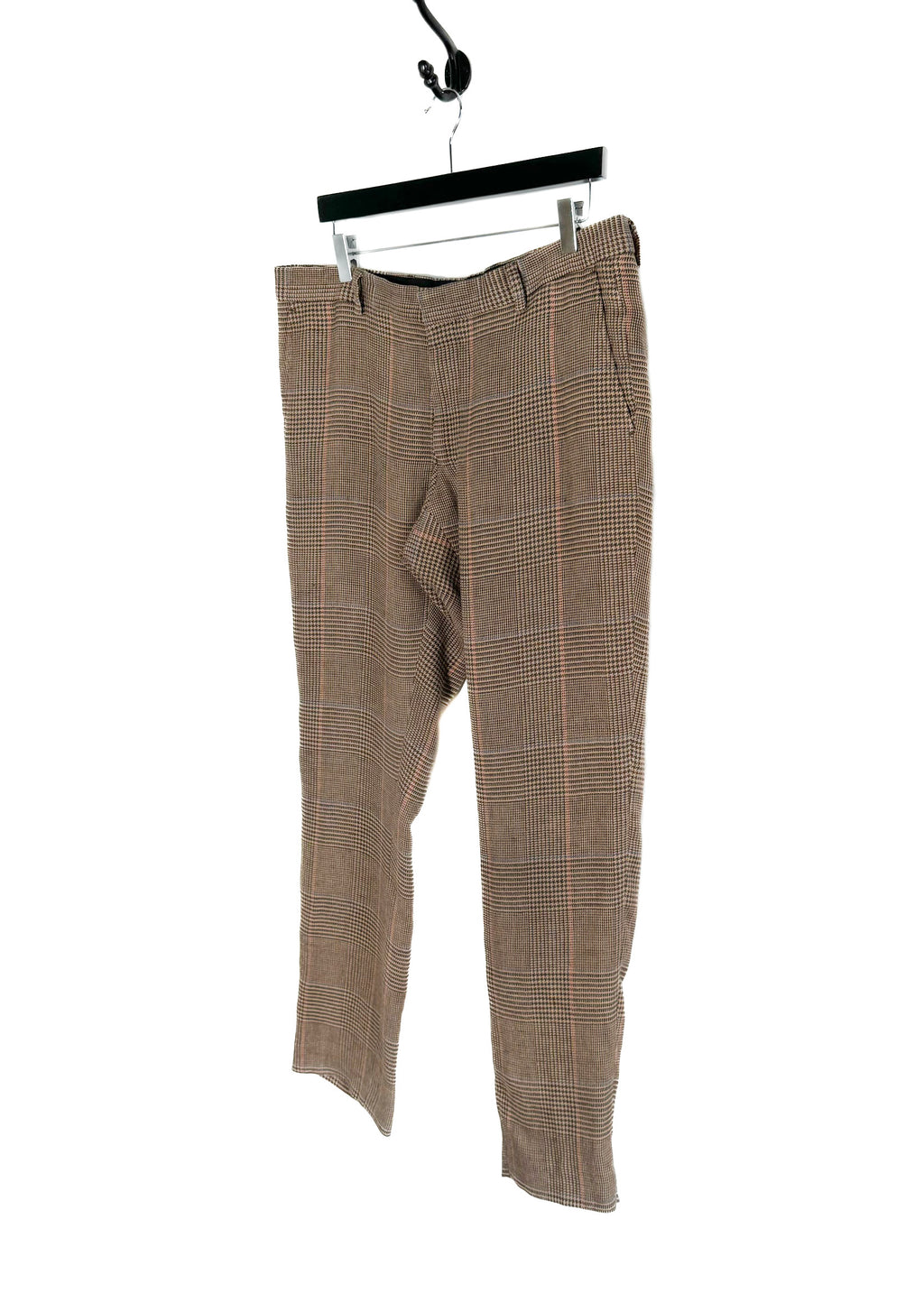 Dries Van Noten Brown Houndstooth Linen Trousers