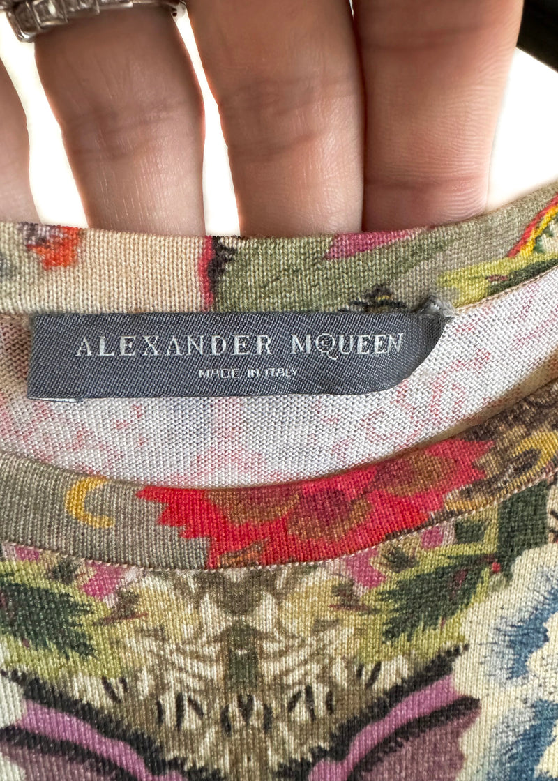 Alexander McQueen Butterflies Floral Print Stretch Mini Dress