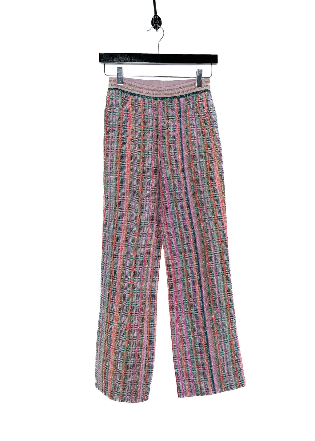 Pantalon large à rayures métallisées rose multicolore Missoni