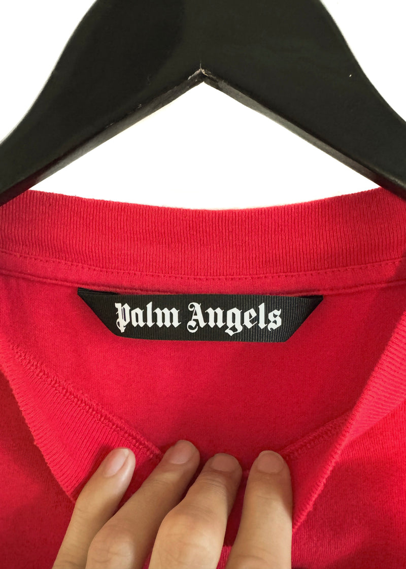 T-shirt rouge Palm Angels avec logo blanc