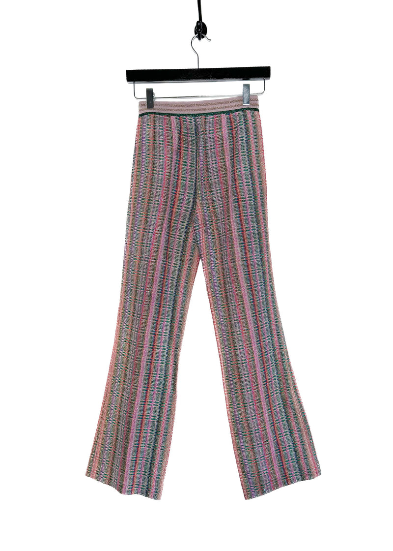 Pantalon large à rayures métallisées rose multicolore Missoni