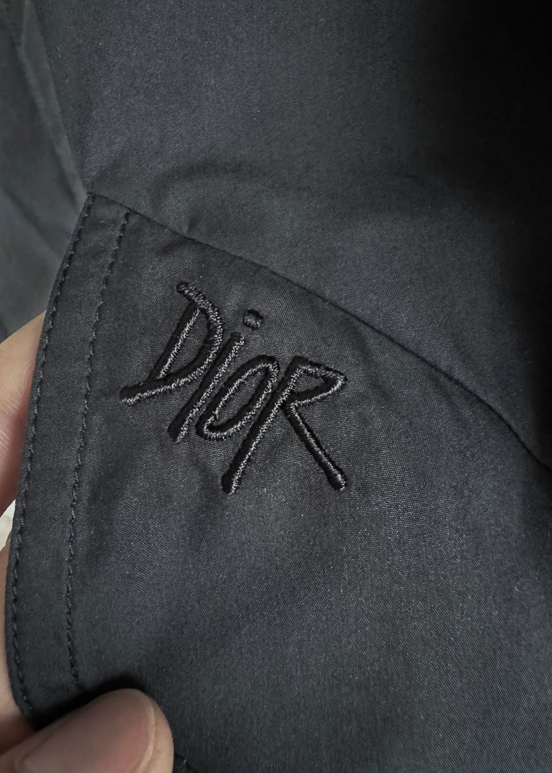 Dior Shaw Stussy Logo Print Black Parka Jacket