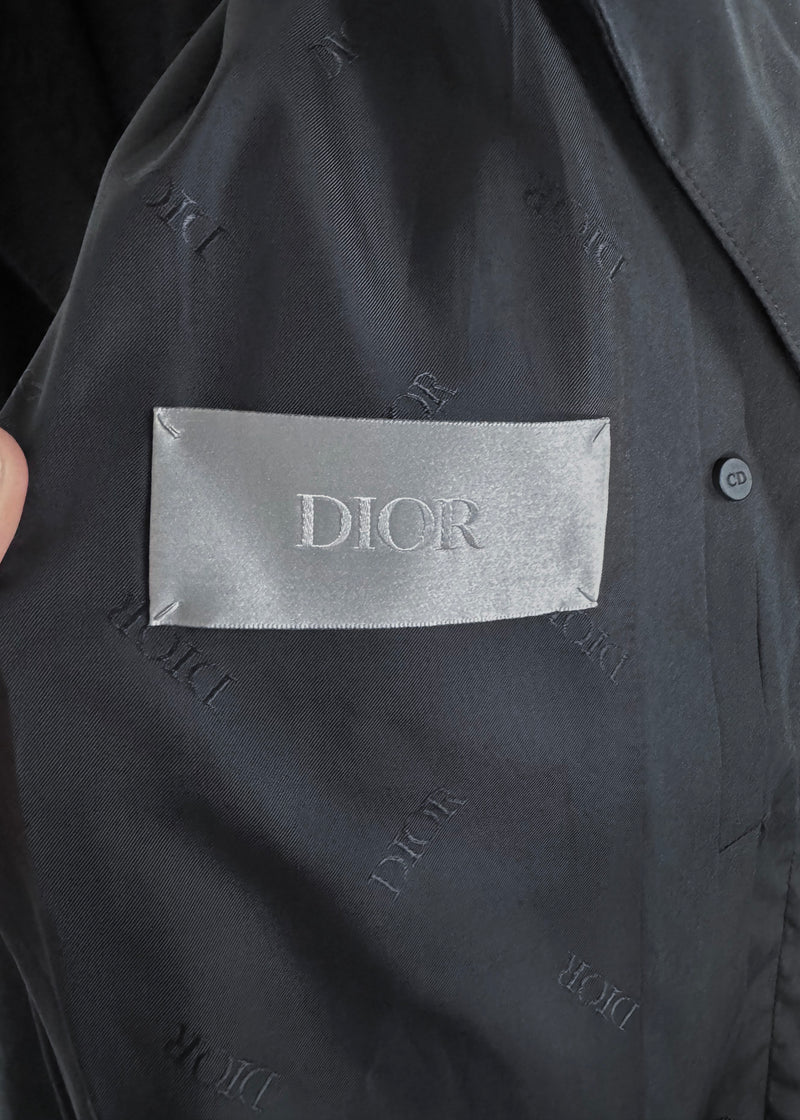 Dior Shaw Stussy Logo Print Black Parka Jacket