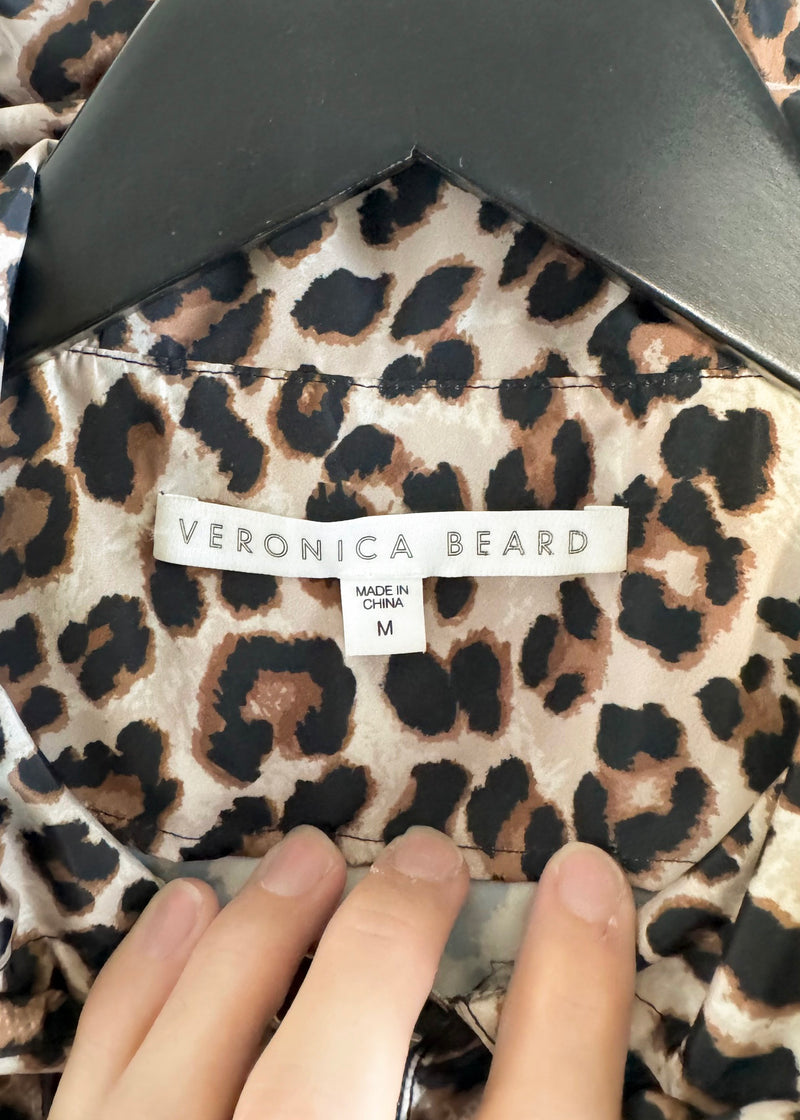 Veronica Beard Leopard Print Windbreaker Utility Jacket