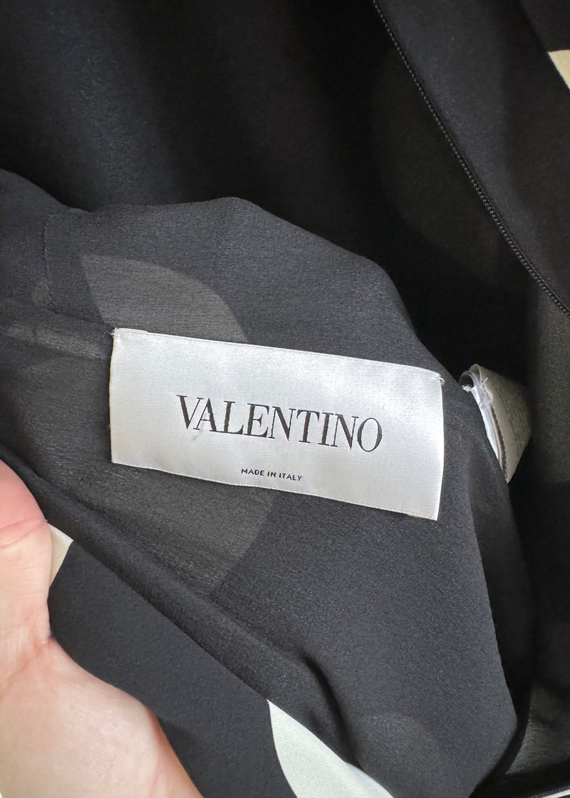 Mini-robe en soie à pois ivoire noir Valentino