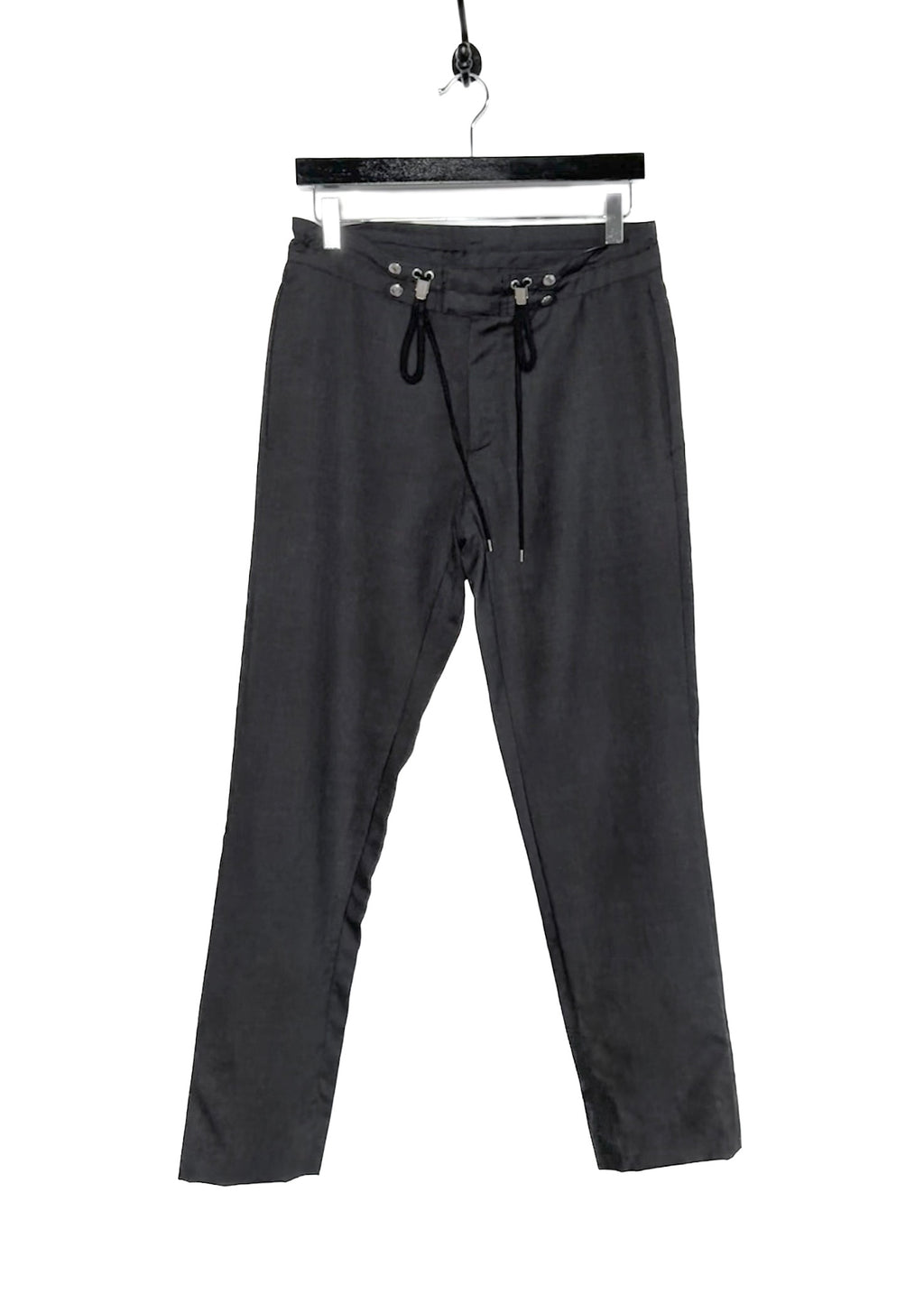 Dior Homme Charcoal Grey Drawstring Accent Dress Trousers