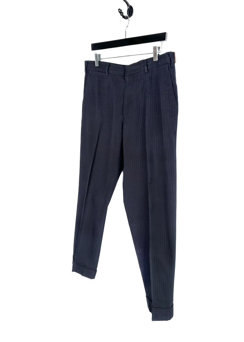 Dries Van Noten Pinstripe Navy Blue Pants