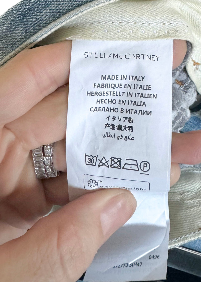Stella McCartney Patch Embroidered Boyfriend Blue Jeans