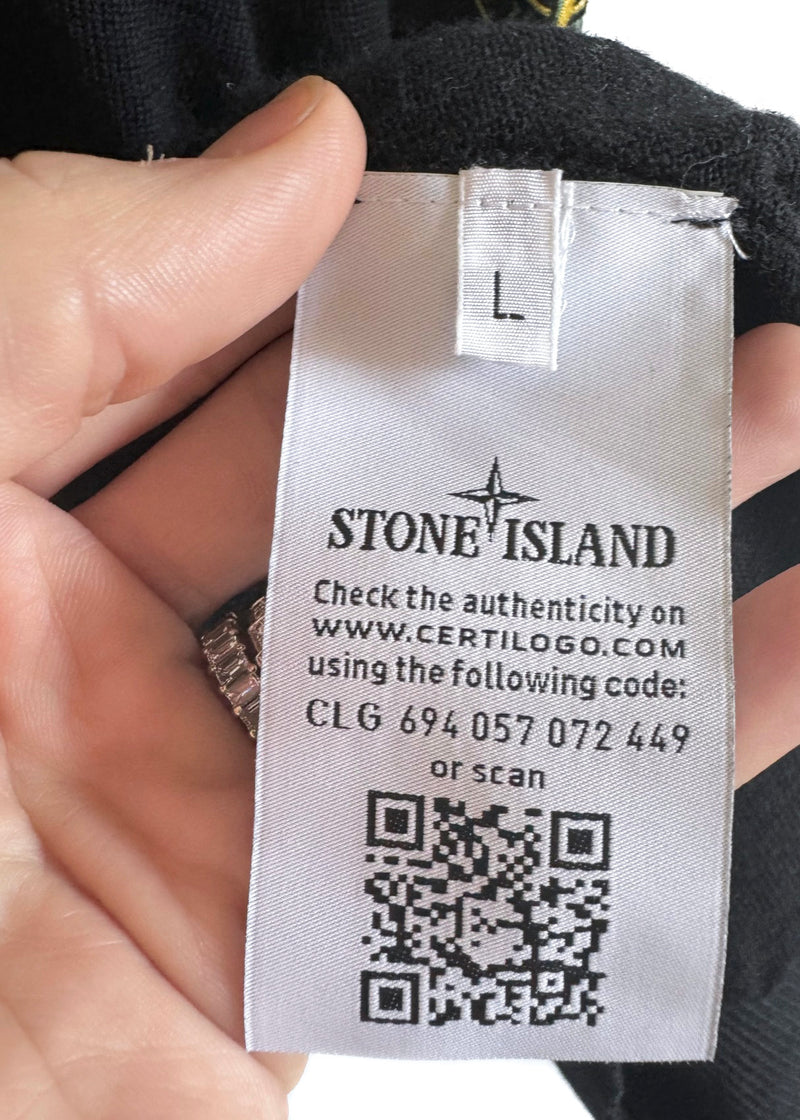 Stone Island Black Wool Badge Turtleneck Sweater