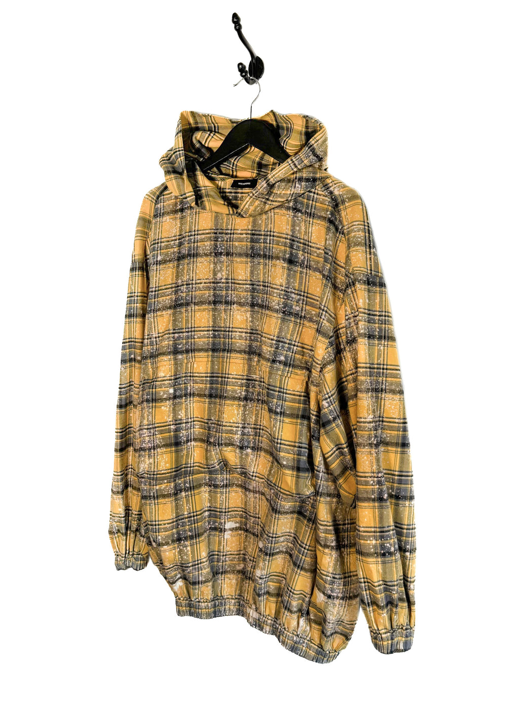 We11done Yellow Bleached Flannel Crinkled Checkered Hoodie