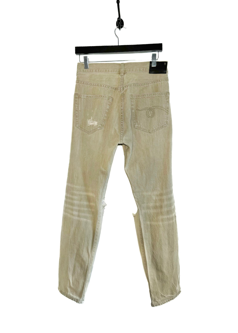 R13 Khaki Green Denim Crossover Distressed Jeans