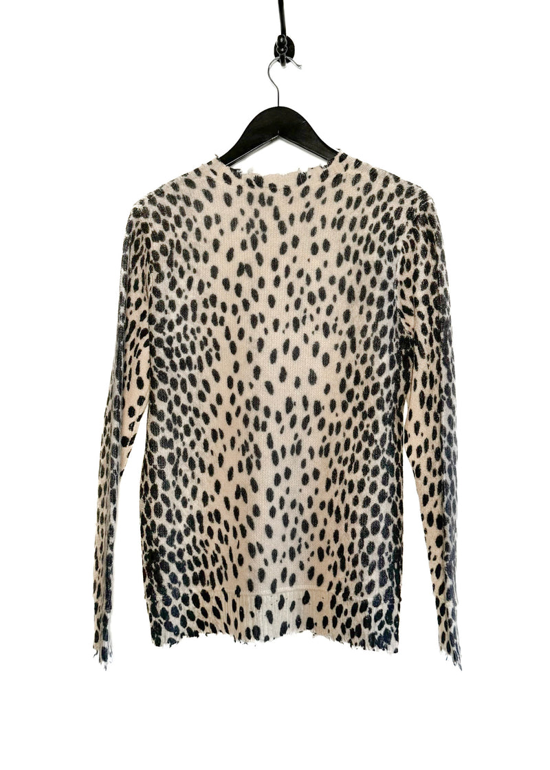 R13 Leopard Print Distressed Cashmere Knit Sweater