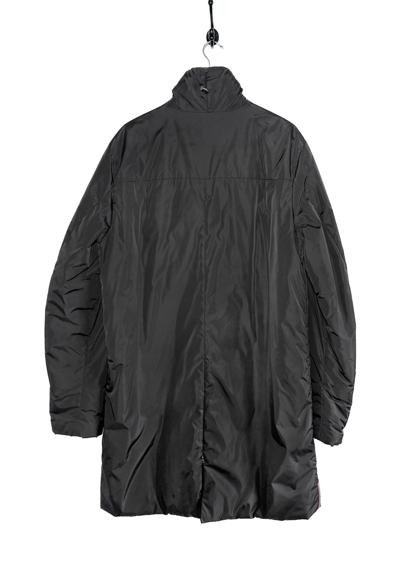 Prada Linea Rossa Black Nylon Polyester Padded Long Coat