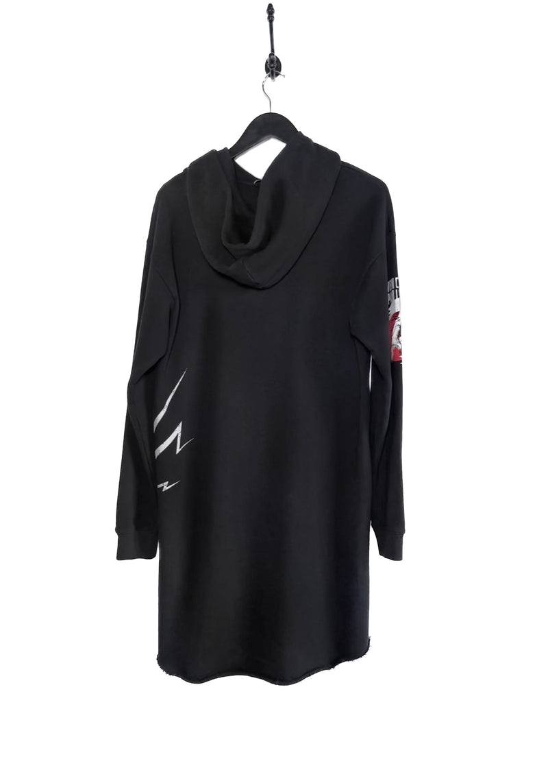 Givenchy Black Gothic Capricorn Logo Print Hooded Dress