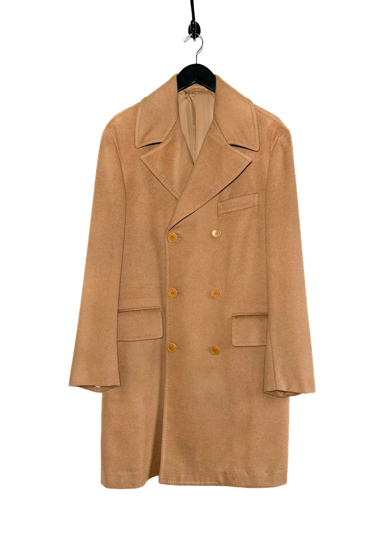 Kiton Beige Tan Cashmere Double Breasted Coat