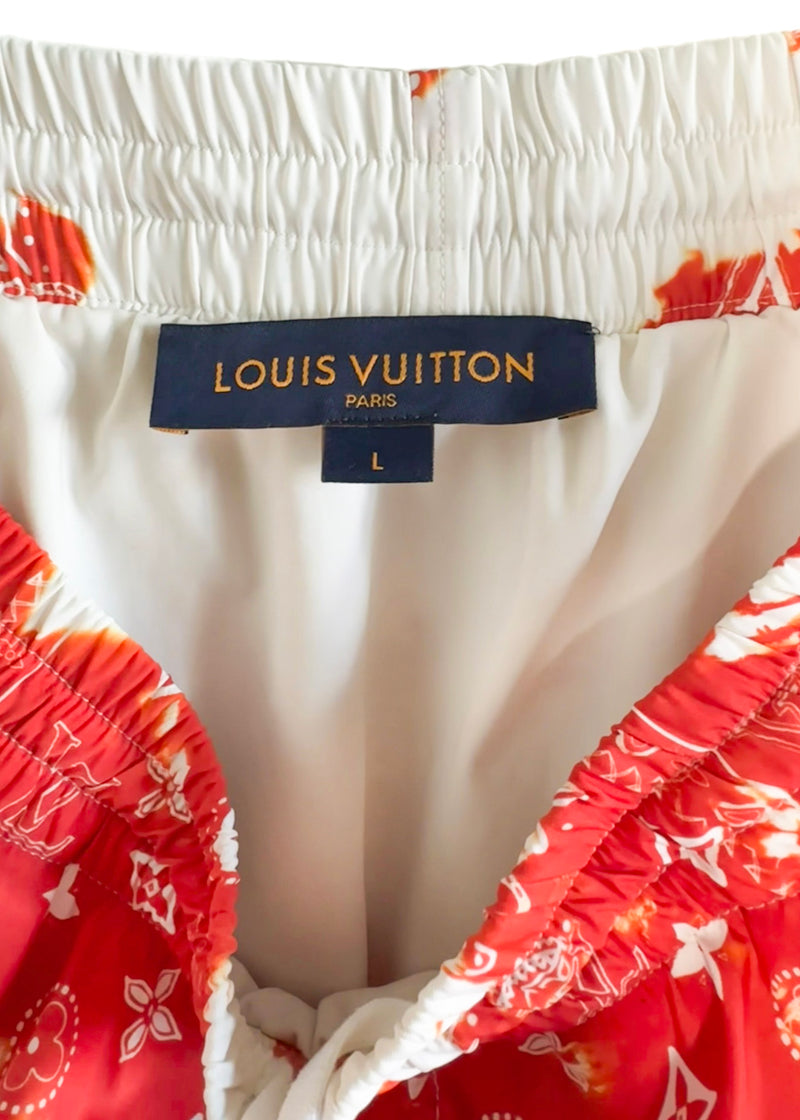 Louis Vuitton Red White Bandana Board Monogram Swim Trunks