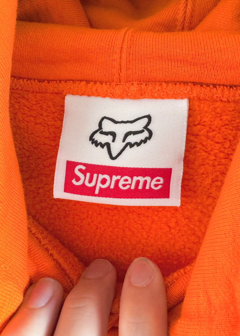Sweat à capuche Supreme X Fox gris orange avec logo