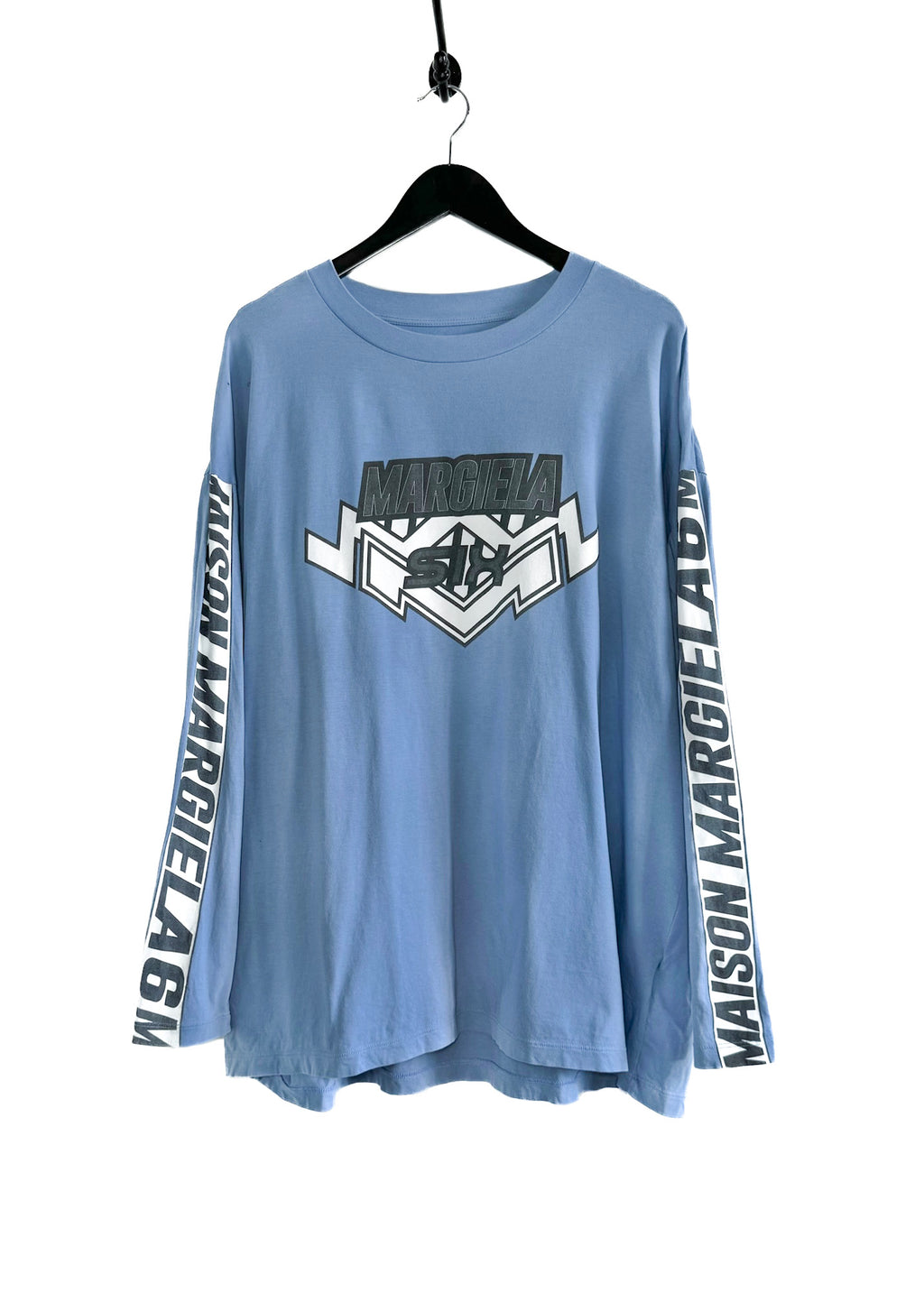 MM6 Blue Motorcycle Logo Printed Long Sleeves T-shirt