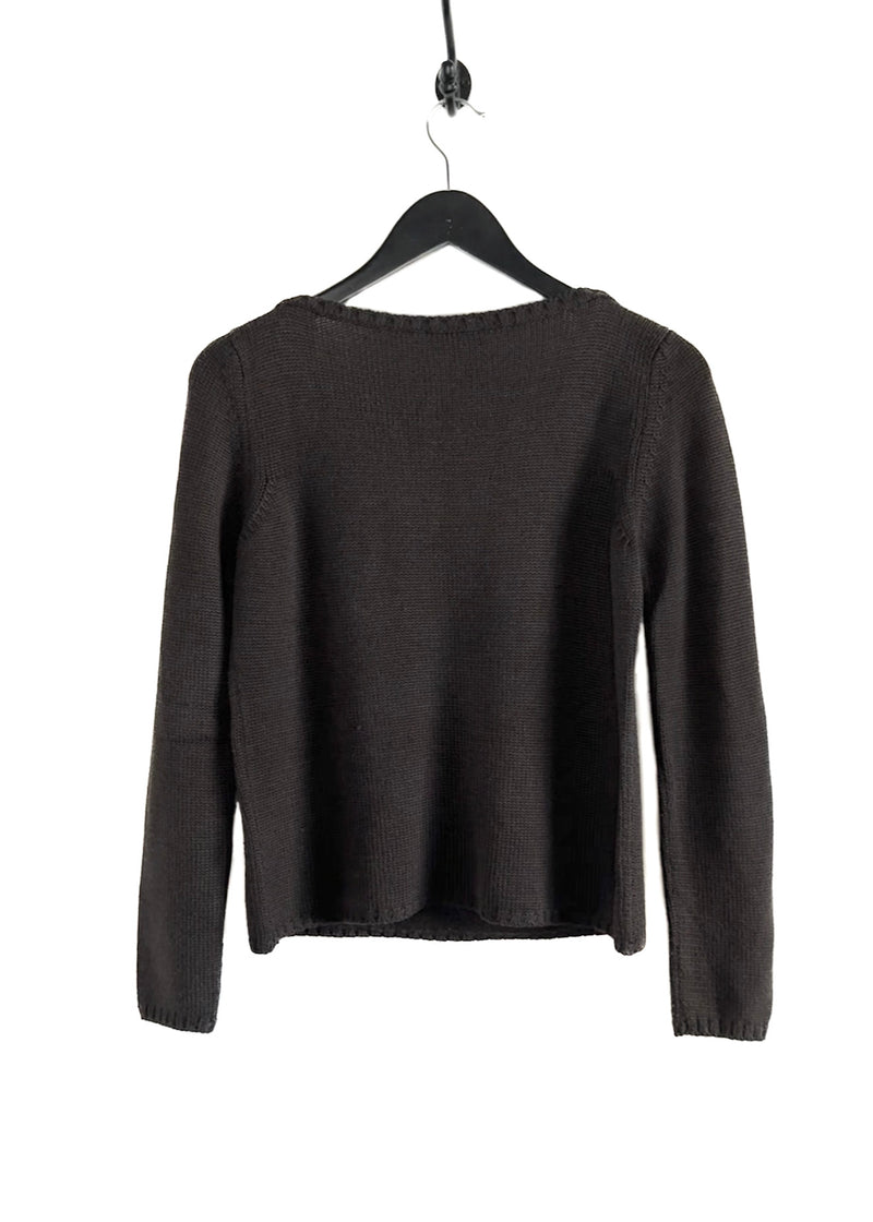 Gucci Tom Ford FW97 Brown Boat Neck Metal Accent Sweater