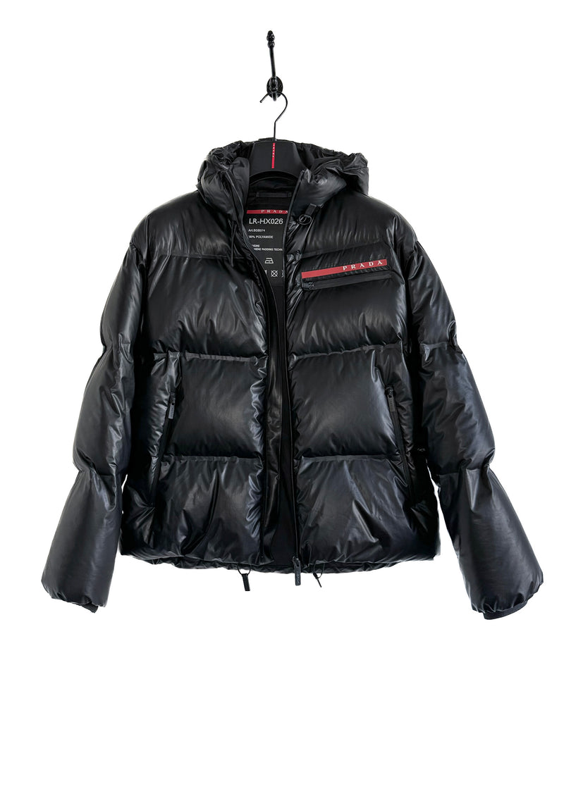 Manteau noir à capuche Prada Light Re-Nylon