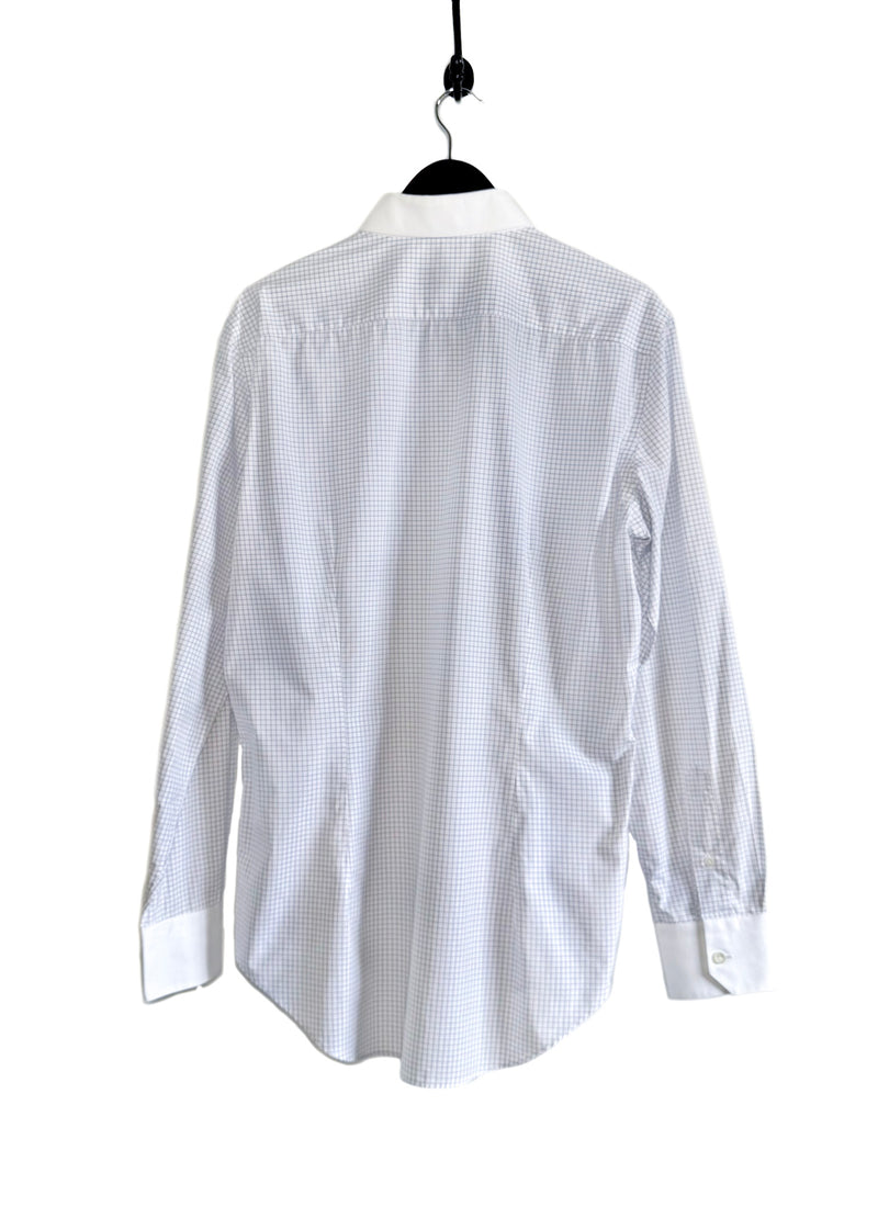 Chemise à carreaux blanche Lanvin avec col blanc