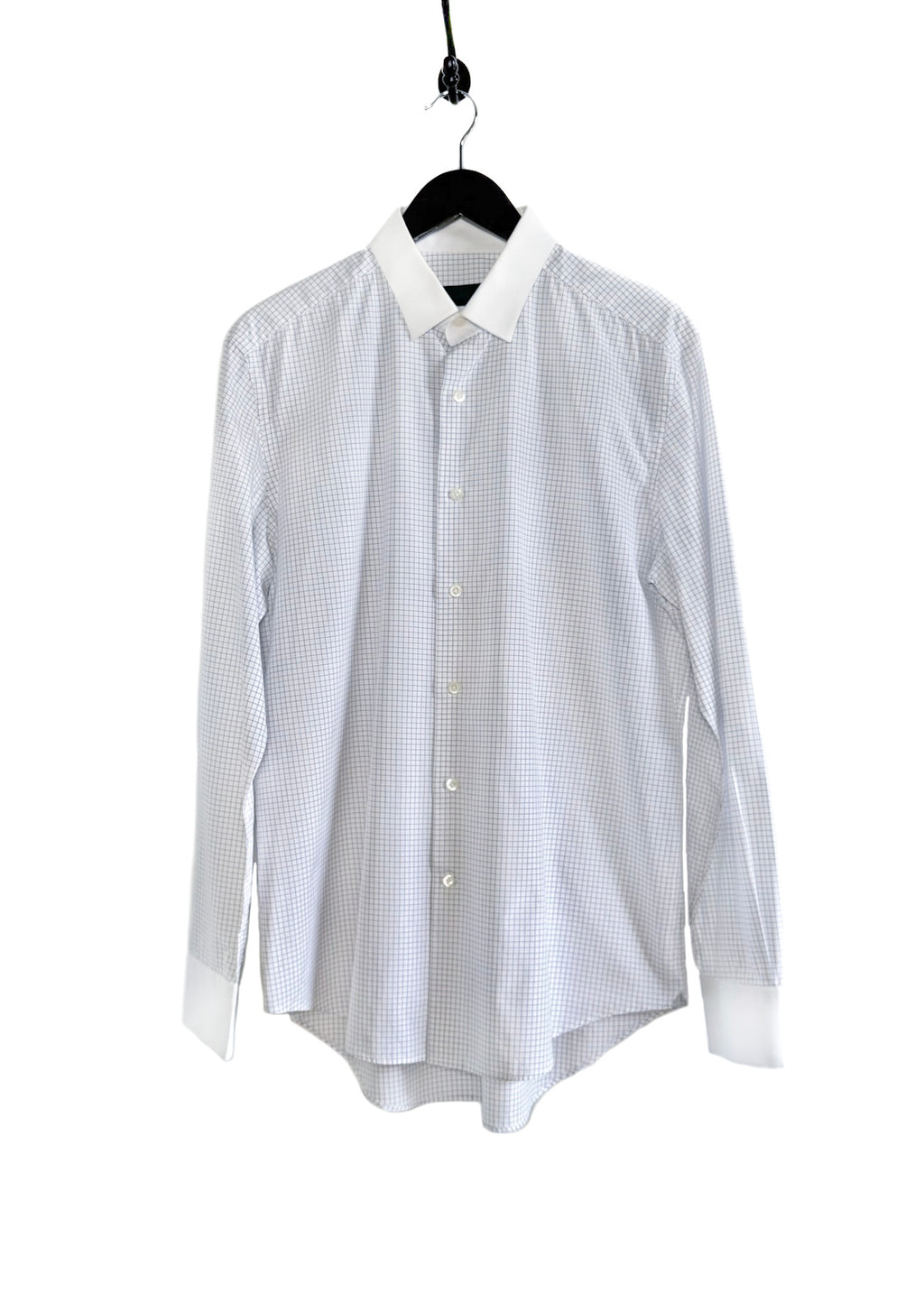 Chemise à carreaux blanche Lanvin avec col blanc