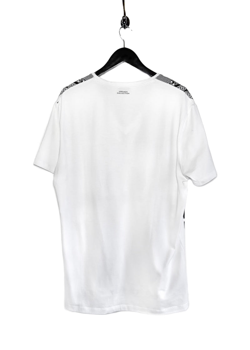 Versace Collection White V-neck Multi Patterns T-shirt