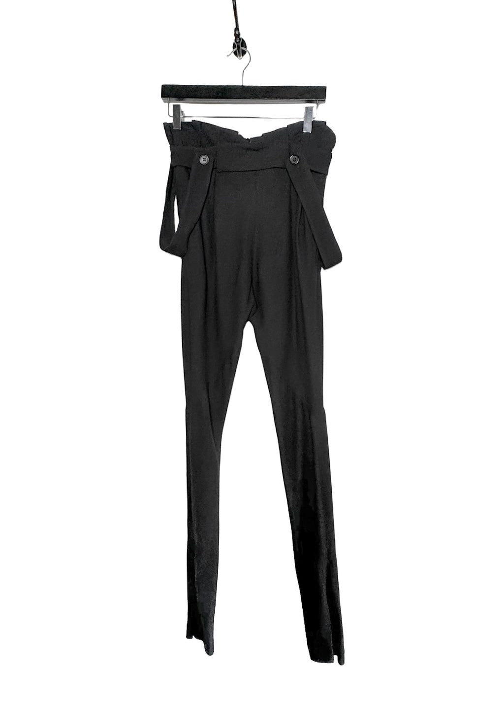 Pantalon sarouel zippé à la cheville avec bretelles en crêpe noir Balenciaga