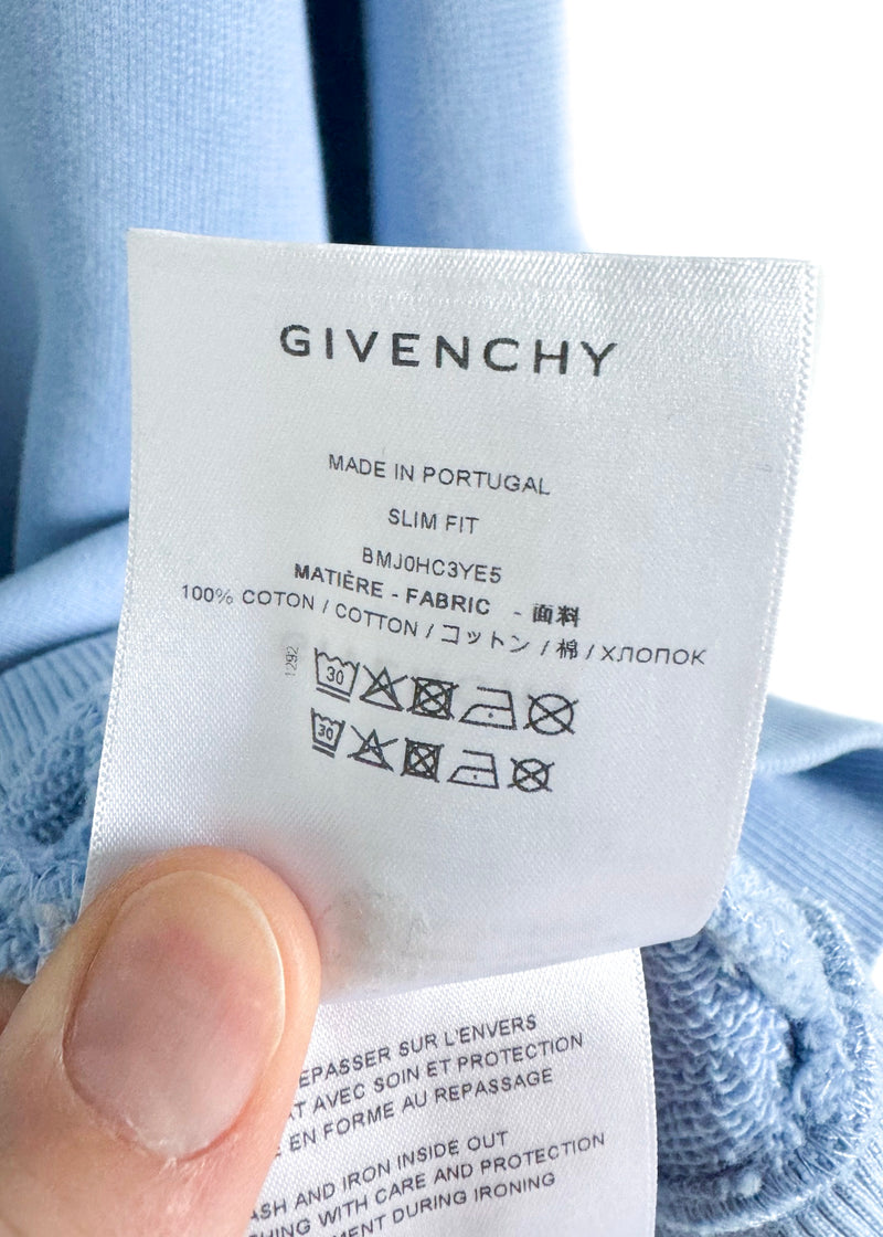Givenchy Pale Blue Eagle Print Logo Hoodie