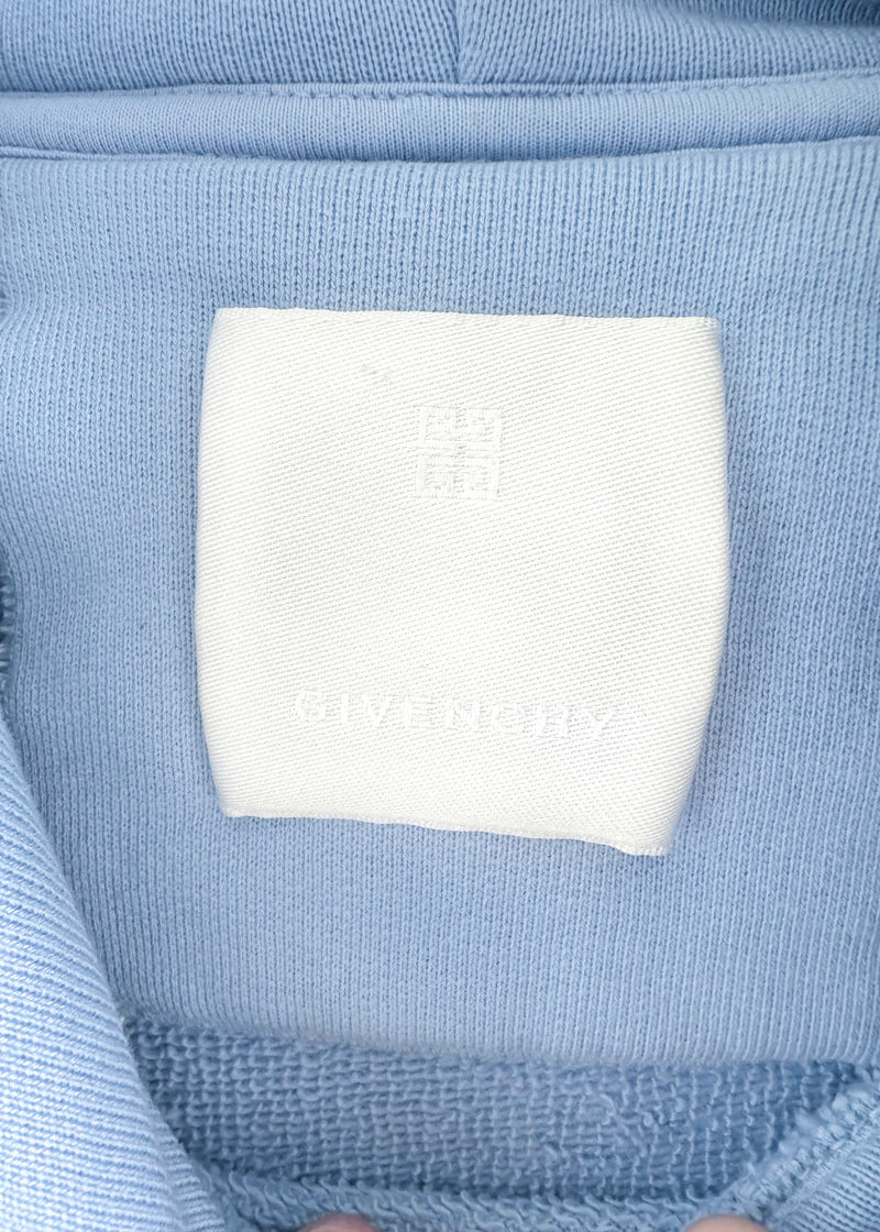 Givenchy Pale Blue Eagle Print Logo Hoodie