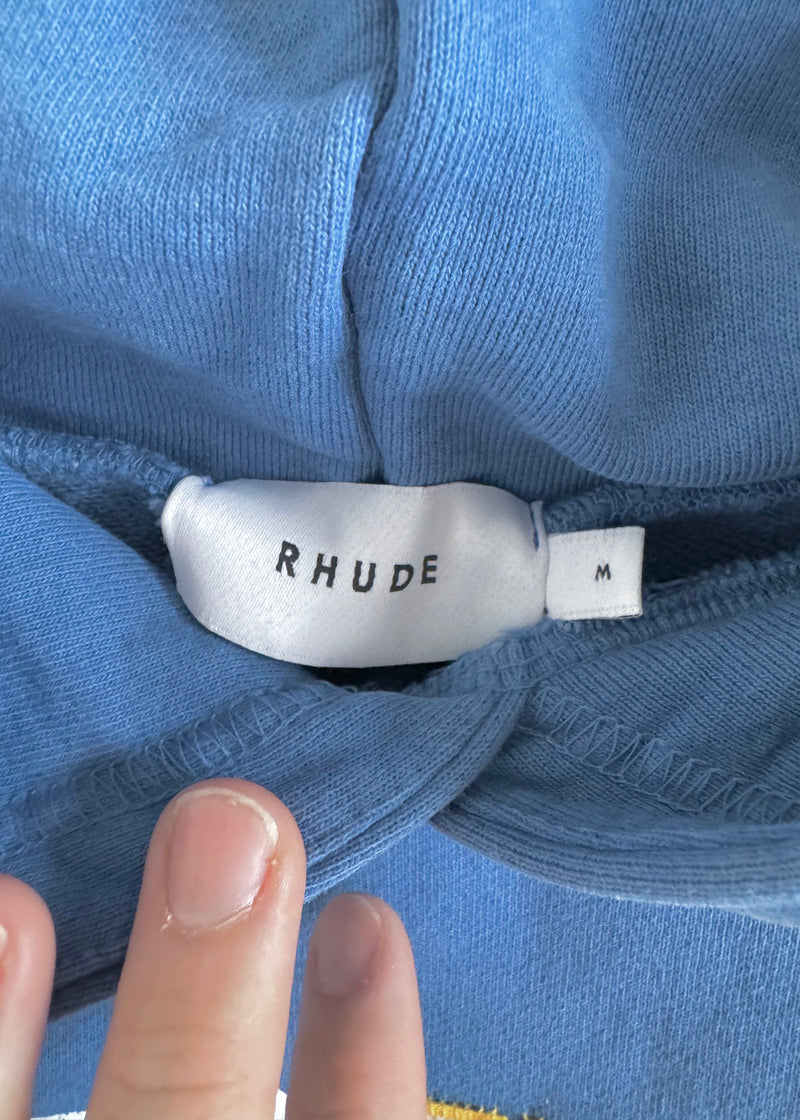 Sweat à capuche bleu surdimensionné avec patch logo Rhude Racing Team