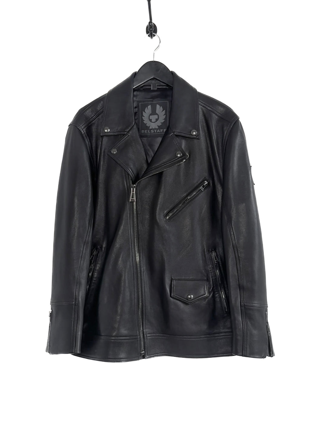 Belstaff Black Lambskin Leather Fenway Biker Jacket
