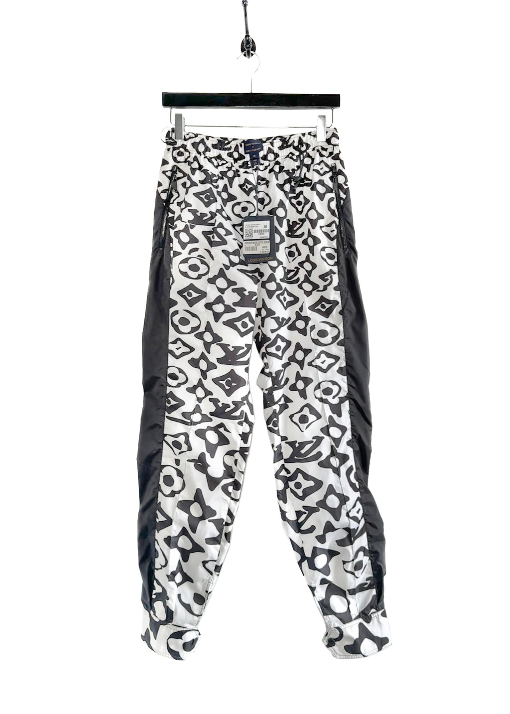 Pantalon de jogging à revers imprimé Louis Vuitton x URS FISCHER 2021 noir blanc