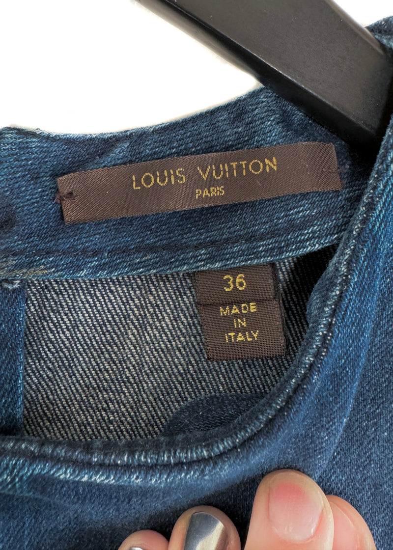 Louis Vuitton Blue Denim Patchwork Sleeveless Mini Dress