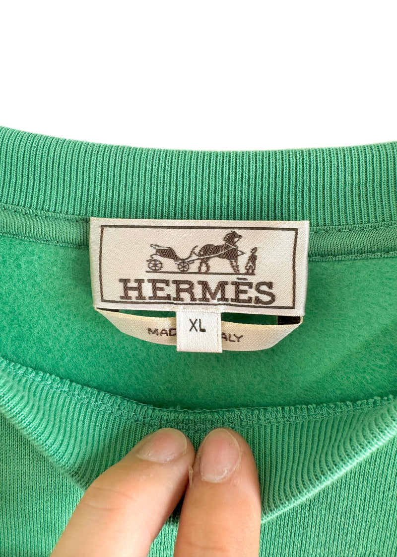 Sweat-shirt vert rayé Hermès Run H