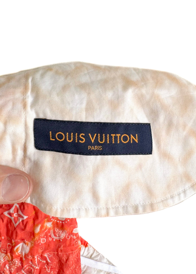 Short de survêtement monogramme bandana rouge orange Louis Vuitton